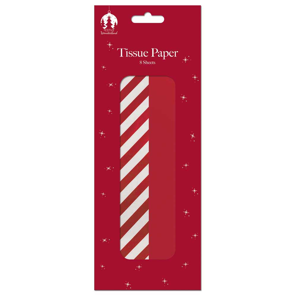 Image Gallery Christmas Tissue Red Stripe 8 Sheets